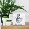 Let Snow Sign, Chinoiserie Blue and White Snowman Christmas Wooden Box Sign, Grandmillennial Home Decor - 3 of 4