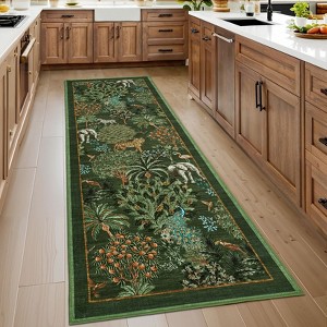 Modern Jungle Animals Area Rug Ultra Thin Low Pile Rug for Bedroom Bedroom Machine Washable Stain Resistant Non Slip Mat for Living Nursery Playroom - 1 of 4
