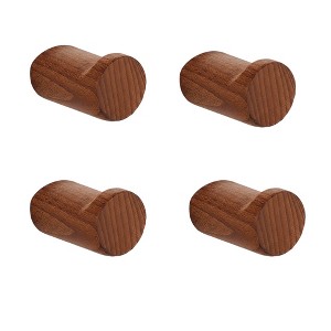 XINGHANZHENXUAN Modern Walnut Wall Hooks 4-Pack | Elegant Solid Wood Hangers for Towels & Coats | Wall Mounted Home Decor - 1 of 4