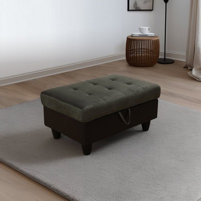 DOMETOUR Taupe Flannel & PVC Storage Ottoman with Lid for Living Room or Bedroom
