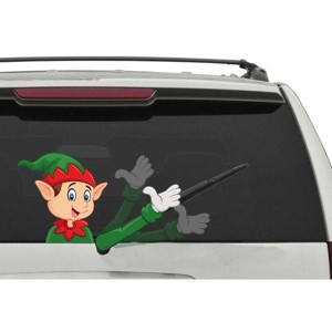 5 Star Super Deals Rear Vehicle Car Window Waving Moving Windshield Wiper Blade Tag Decal Sticker - Santa's Elf - 1 of 4