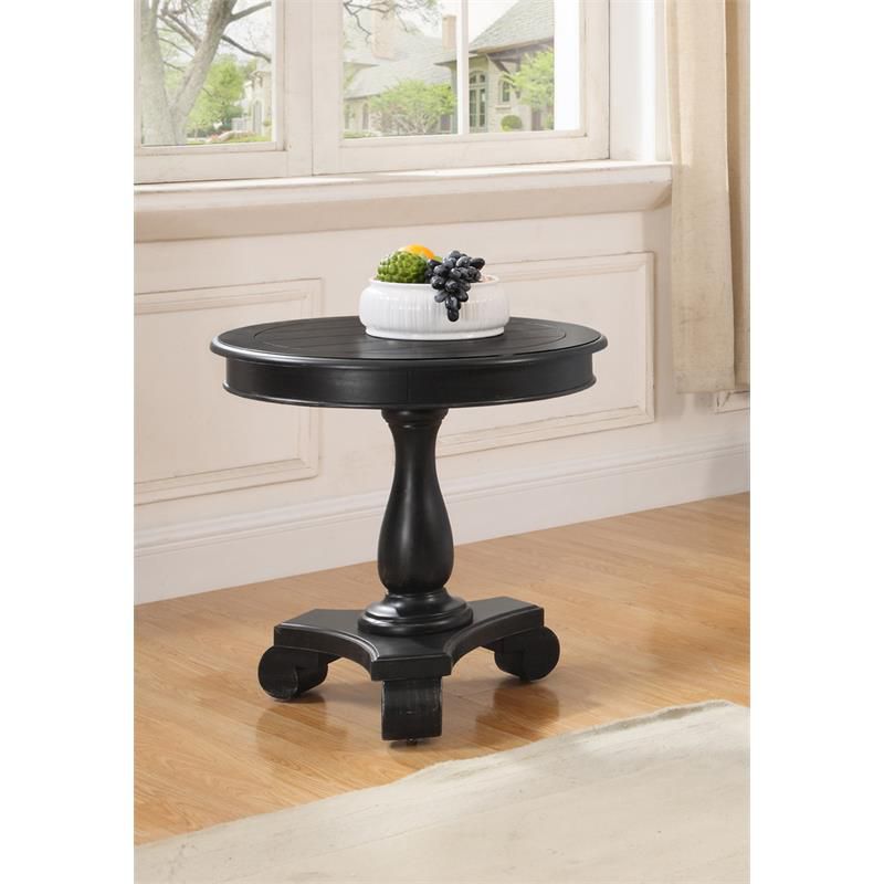 Transitional Engineered Wood Round End Table in Antique Black - Best Master Furniture, 2 of 3