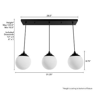 Matte Black 31.25" Glass Linear Pendant Light