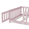 Sapphtopaz Kids Bed Frame, Rubber Wood Floor Bed with Safety Guardrails for Toddlers & Kids' Bedrooms (Twin/Full Size) - 2 of 4