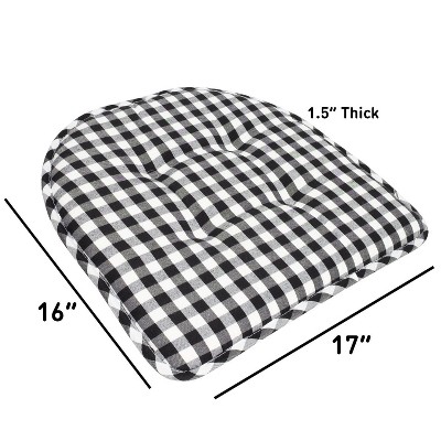 Black and White Buffalo Check Memory Foam Chair Cushion Set