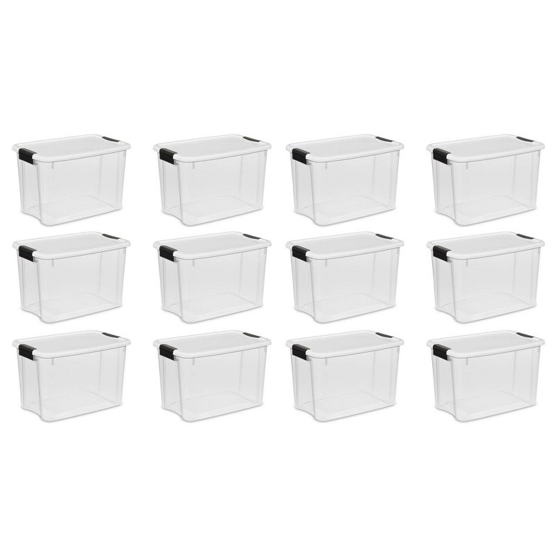 Sterilite 30 Quart Clear Plastic Stackable Storage Container Bin Box Tote with White Latching Lid Organizing Solution for Home & Classroom, 1 of 7