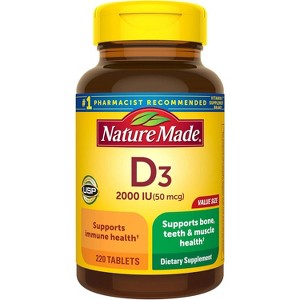 Nature Made Vitamin D3 2000 IU (50 mcg) Tablets, 220 Count - 1 of 4