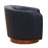 CAVINAS Leather Barrel Swivel Chair with Curved Backrest and Wood Base,Upholstered Swivel Living Room Chairs,Reading Chairs for Living Room - 4 of 4
