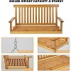 2-Seater Outdoor Hanging Tree Swing for Yard, Porch, Bench, Patio Swing Chair Seat with Slatted Build and Chains, 440LBS Weight Capacity, Natural 4ft - 3 of 4