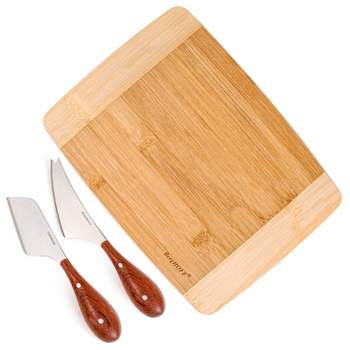 BergHOFF 3Pc Aaron Probyn Cheese Board Set, Two-toned Cutting Board, Cheese Knives Set