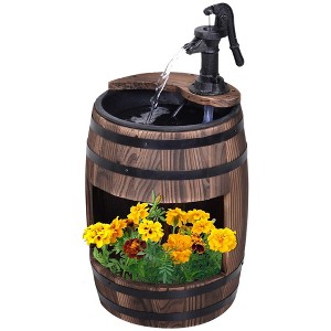 NAYSAYE Fountain Outdoor Water Feature with Rustic Barrel Design for Garden and Backyard, Brown, 12.5"*23"*7.7" - 1 of 4