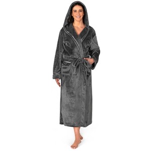 PAVILIA Fleece Robe For Women, Plush Warm Bathrobe, Fluffy Soft Spa Long Lightweight Fuzzy Cozy, Satin Trim - 1 of 4