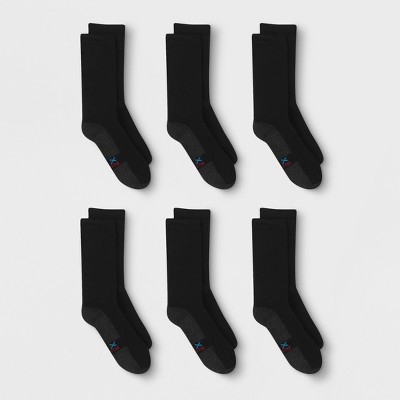HANES CUSHIONED Crew Socks 12 PACK Black MEN'S SZ 6-12 NEW
