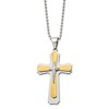 Chisel Stainless Steel Polished Yellow IP-plated Cross Pendant on a 22" Ball Chain Necklace - 4 of 4