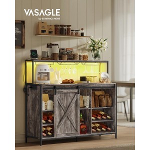 SONGMICS HOME Coffee Bar Cabinet with Smart LED Light, Sliding Barn Doors, S Hooks, Wine Storage - 1 of 4