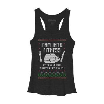 Women's Design By Humans Fitness Whole Turkey Ugly Christmas Sweater By shirtpublic Racerback Tank Top