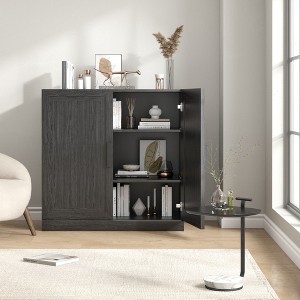 31"x31"x16" Wood Accent Cabinet in Black, Storage Organizer with Adjustable Shelves for Kitchen Bedroom Entryway Living Room Dinning Room - 1 of 4