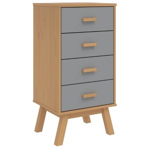 vidaXL Bedside Cabinet Solid Pine Wood and Engineered Wood, Medium, 4 Drawers, Bedroom Storage - 1 of 4