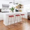 Zuo Modern – Bree Barstool Set of 2,30.5"H, Burgundy Faux Leather with Gold Stainless Steel Frame, Modern Bar Seating - 2 of 4