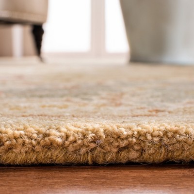 Ivory and Light Blue Hand-Tufted Wool Round Rug, 8' x 10'