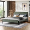 Okak Queen Size Primary Bedroom Bed Frame with Corduroy/Linen Upholstered Headboard,Modern Platform Bed No Box Spring Needed - 2 of 4