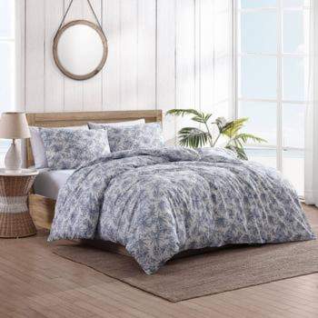 Tommy Bahama 3pc Pen and Ink Duvet Cover Bedding Set Blue
