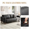 3-Seater Sofa Couch, 83" Wide Faux Leather Sofa Couch with Spring Cushion, Modern Sofa with Deep Seats - 4 of 4