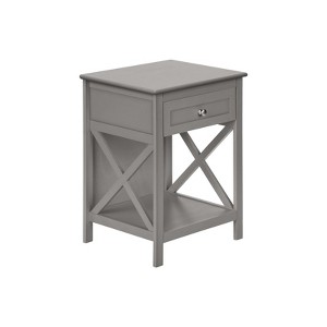 FONTO 2-Tier Side Table with Storage Drawer, Bedside Table with Open Shelf for Bedroom Living Room, Grey, 15.75"*25"*19" - 1 of 4