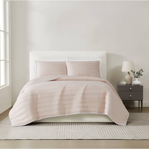 Christian Siriano 2pc Twin/Twin Extra Long Cotton Sateen Quilt Set Blush