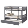 Gulches Full Over Full Rubber Wood Bunk Bed with Trundle, Ladder and Guardrails, Convertible to 2 Full Size Beds, with Twin Size Trundle ,Dark Grey - 3 of 4