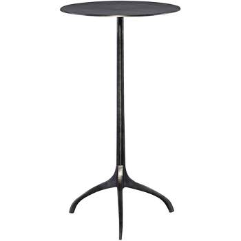 Uttermost Modern Nickel Cast Aluminum Round Accent Table 14" Wide Silver Tripod Legs Living Room Bedroom Bedside Entryway House