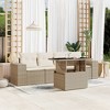 vidaXL 5 Piece Patio Sofa Set with Cushions Beige and Cream Poly Rattan - Without Storage - 2 of 4