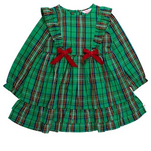 RuffleButts Girls Woven Long Sleeve Waterfall Bow Dress - 1 of 2