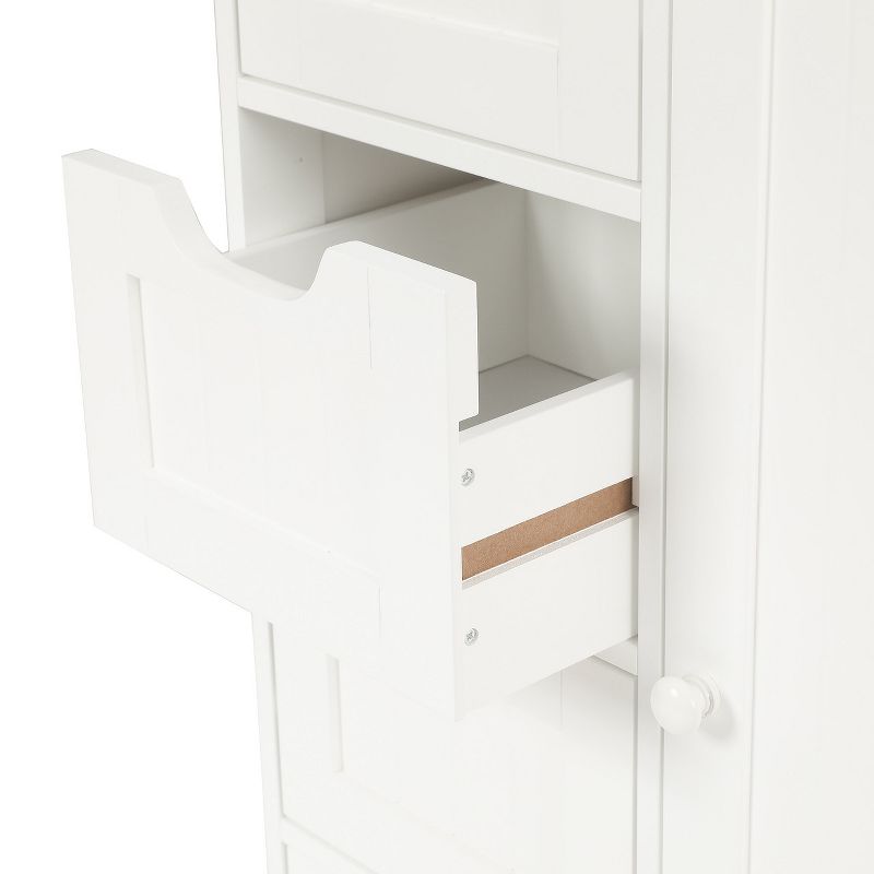 LuxenHome White Wood Bathroom 4-Drawer 1-Door Storage Cabinet, 5 of 15