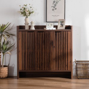 5-Tier Wooden Shoe Cabinet with Shutter Doors & Adjustable Shelves, Large Modern Farmhouse Hidden Storage for Entryway - 1 of 4