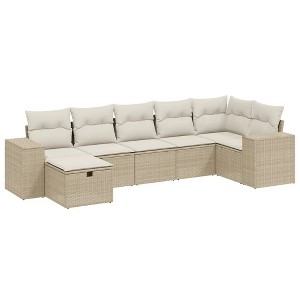 vidaXL Garden Sofa Set Beige Poly Rattan, Steel Modular Garden Sofa Set - 1 of 4