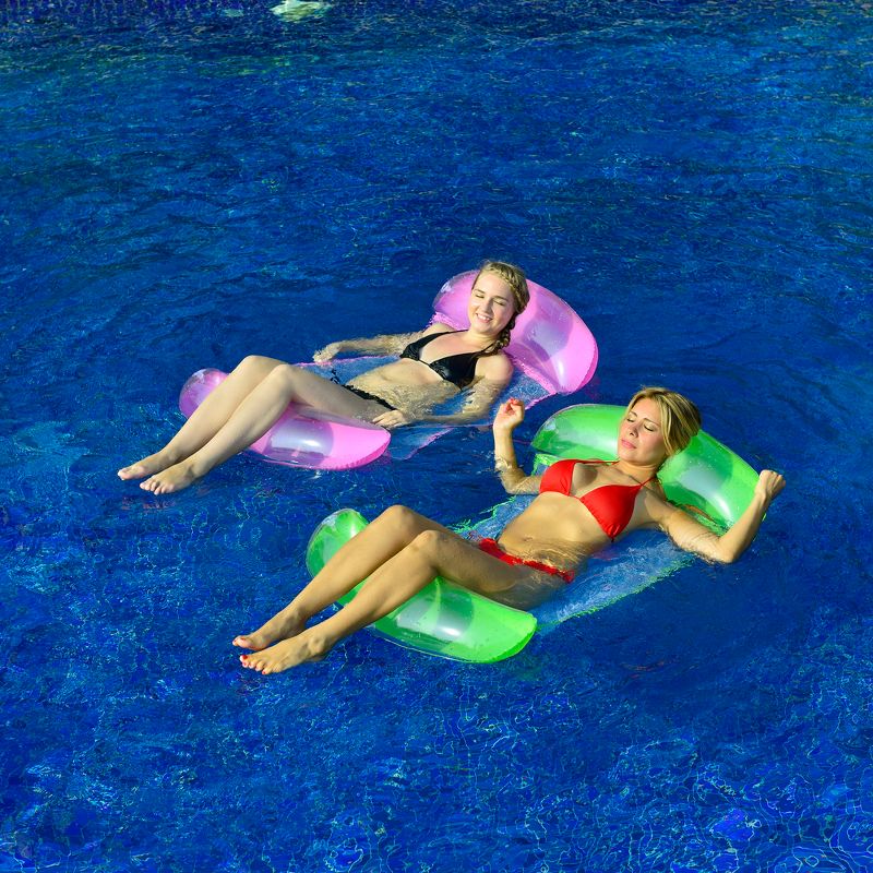 Pool Central 61" Classic Inflatable 1-Person Swimming Pool Lounger Float - Pink/White, 2 of 3