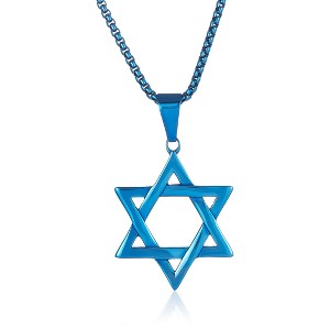 West Coast Jewelry Men's Large Star of David Polished Stainless Steel Necklace - 24" - 1 of 4