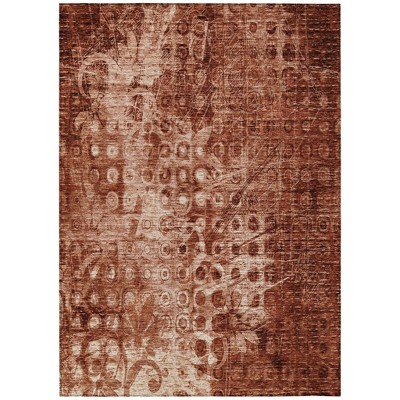 Orange Ikat Washable Indoor Outdoor Area Rug