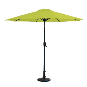WestinTrends 9 Ft Outdoor Patio Market Table Umbrella with Decorative Round Resin Base - 1 of 3