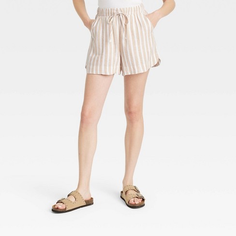 Women's High-rise Linen Pull-on Shorts - Universal Thread™ Tan