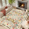 Washable Farmhouse Floral Print Living Room Rugs, Soft Butterfly Print Ultra Thin Bedroom Carpet, Non Slip Textured Dining Room Rugs - 3 of 4