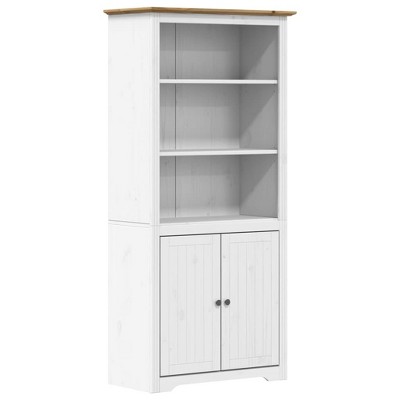 vidaXL BODO Bookcase - Rustic Solid Pinewood, French Style, 2-Door Storage