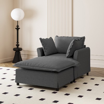 Whisen Oversized Modern Sofa Module for Modular Sectional Sofa, Wide Seat Chenille Armchair with Pillows