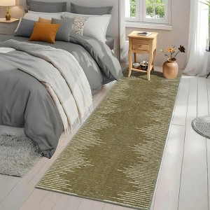 Modern Geometric Striped Area Rug Low Pile Non Slip Farmhouse Carpet - 1 of 4
