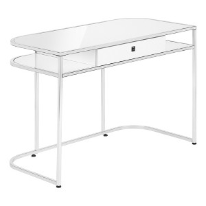 HomeRoots 47" White and Silver Wood and Metal Sled Computer Desk - 1 of 4