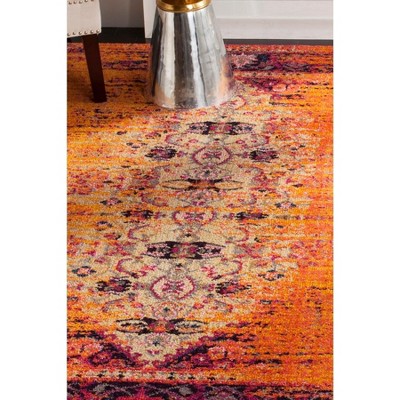 Orange Multi 10x14 Synthetic Hand-knotted Area Rug