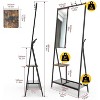 Modern Aluminum Entryway Set, 73-Inch Hall Tree with Mirror & Bench, Shoe Storage Shelves, Black/Brown Combo for Living Spaces - 3 of 4