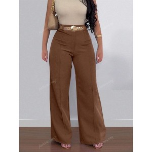 Clotth Women's High Waisted Dress Pants Business Casual Wide Straight Leg Work Slacks Office Trousers Fashionable Wide-leg Pants[without belt] - 1 of 4
