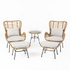 Christopher Knight Home Bechtel Outdoor Wicker and Tempered Glass 5 Piece Chat Set with Ottomans - 2 of 4